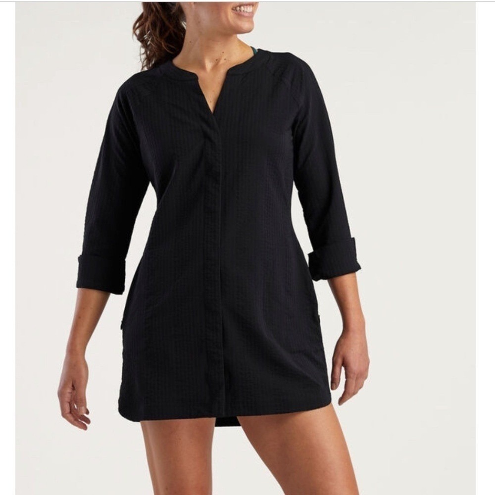 Title Nine Speed Racer Tunic Dress UPF 50 Black Women's S Button Down NWOT